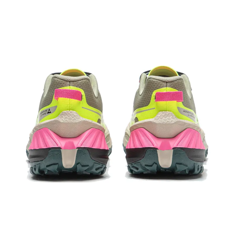 LiNing Cushioning Slip Resistant And Abrasion Resistant Low Top Trail Running Shoes Women's Green Yellow-5