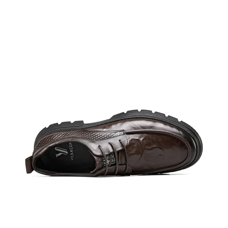 YEARCON Dress Shoes Men Low Top Brown/Black-6