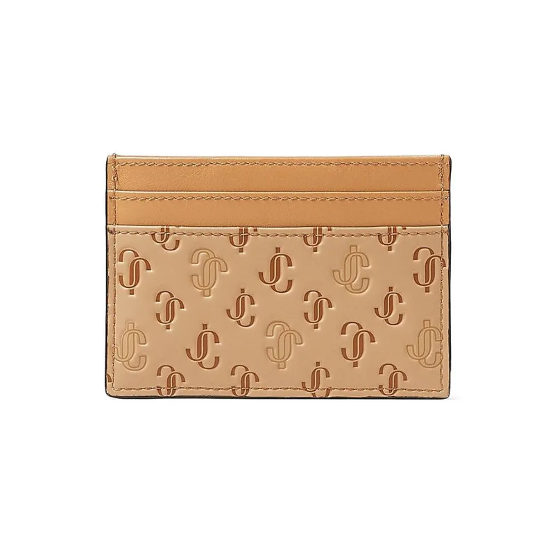 Jimmy Choo Leather Card Clip Card Holder Women's Brown-1