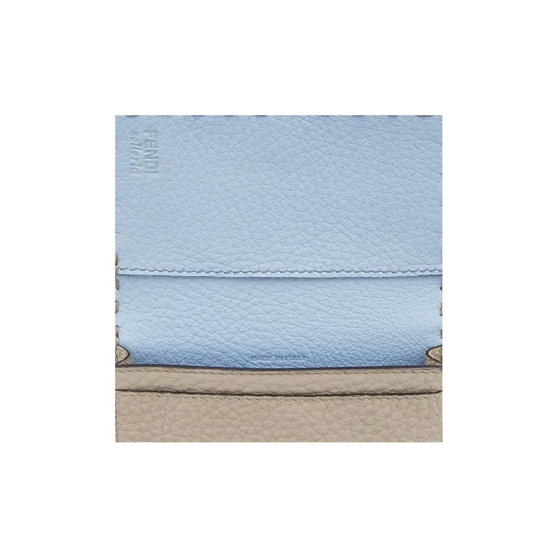 FENDI Calfskin Wallet Money Clip Card Holder Men's Dove Gray-4
