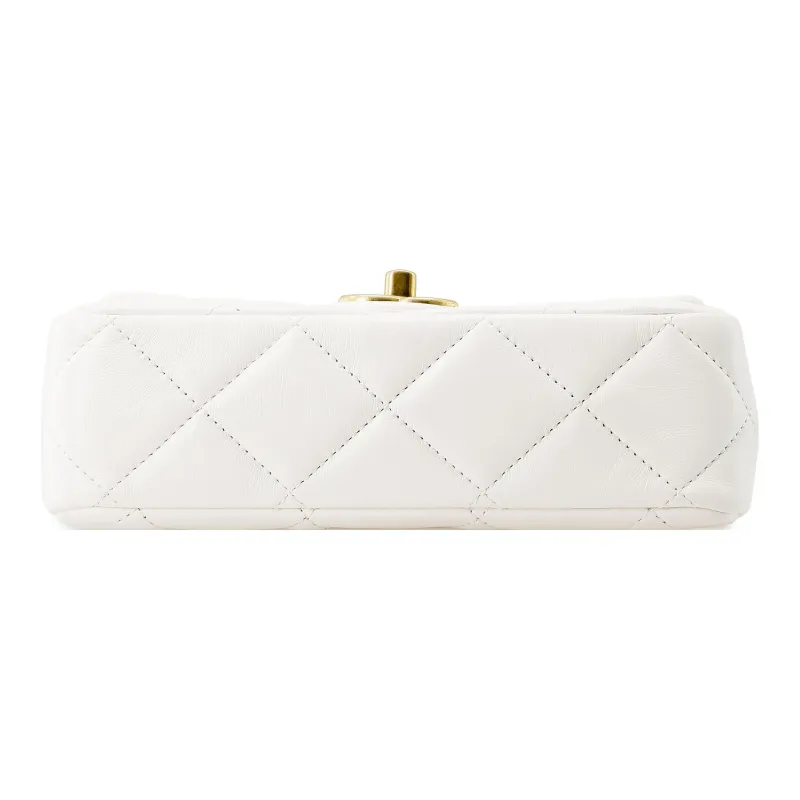 CHANEL Lambskin Flap Bag Shoulder Bag Crossbody Bag Mini Women's White-3
