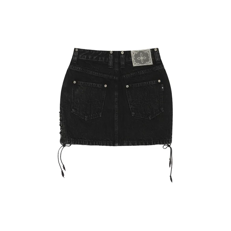 SMFK SMFK Wild World Wild World Series Denim Short Skirts Women's Wilderness Black-1