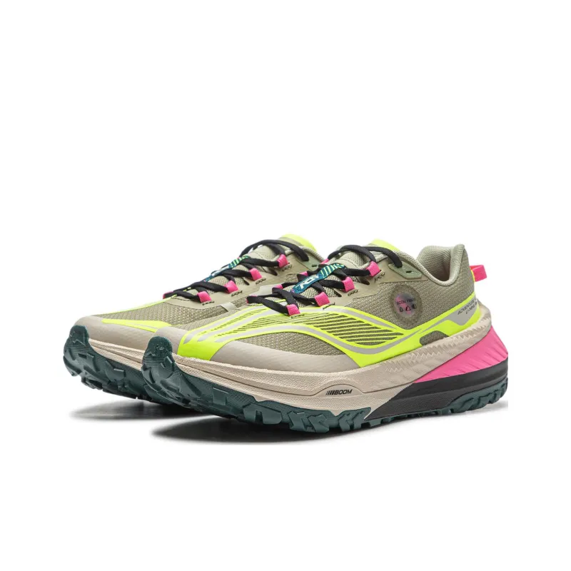 LiNing Cushioning Slip Resistant And Abrasion Resistant Low Top Trail Running Shoes Women's Green Yellow-2