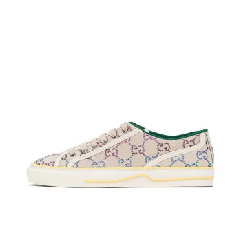 GUCCI Tennis 1977 Stylish Skateboarding Shoes Women's Silver White