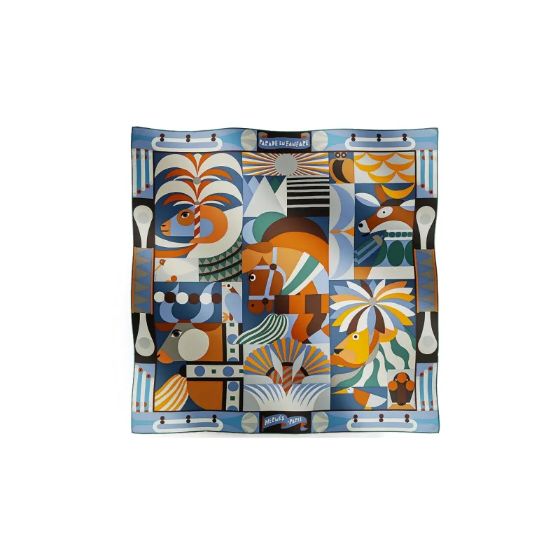 HERMES Grand Parade Silk Scarves Women's Cypress Green-0