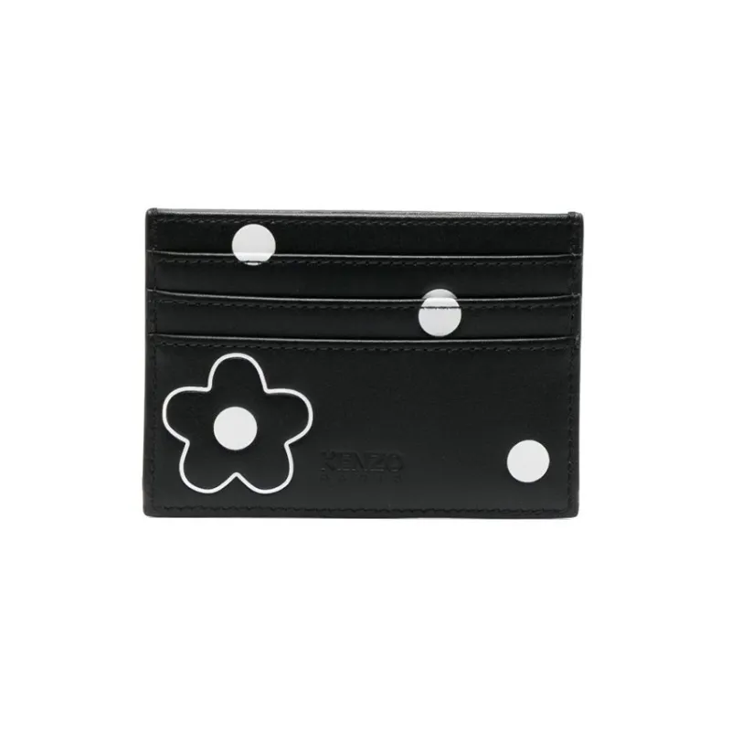 KENZO Cow Leather Card Holder Women's Black-1