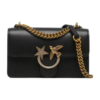 PINKO LOVE Series Leather Crossbody Bag, Shoulder Bag Women's Black