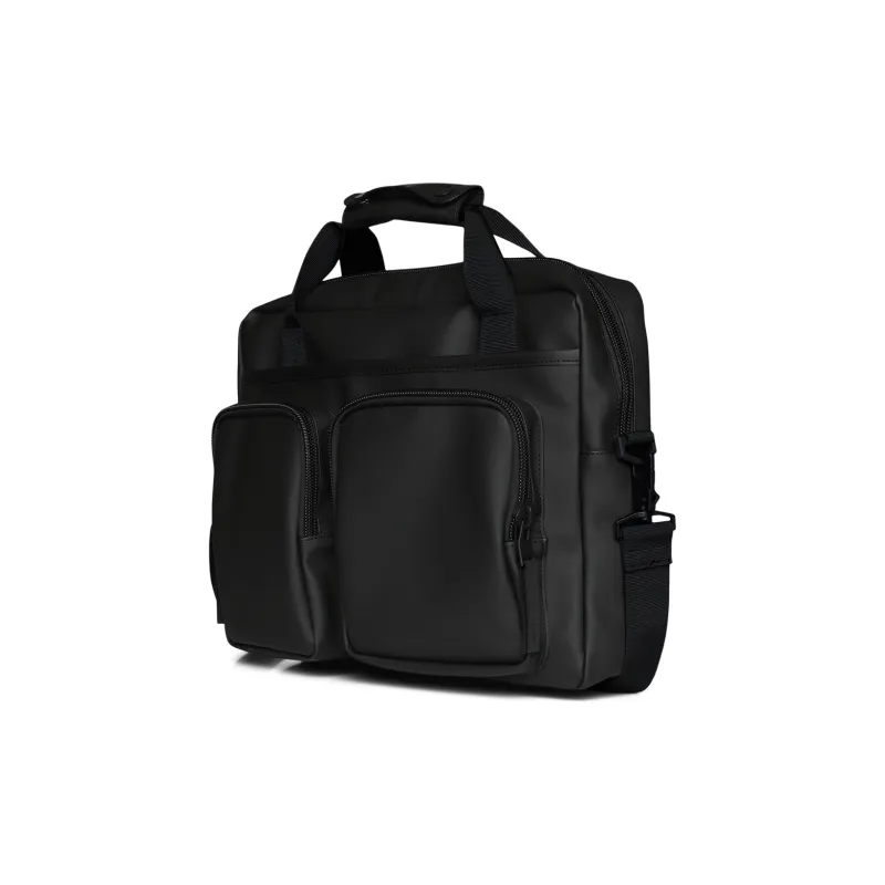 Rains Polyurethane Travel Bag Handbag Crossbody Bag Briefcase Large Size Unisex Black/Green-1