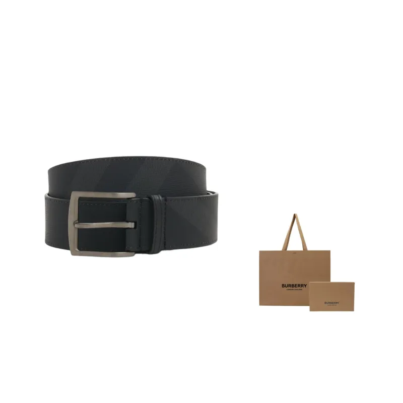 Burberry Classic Plaid With Leather Men's Width: 4cm-3