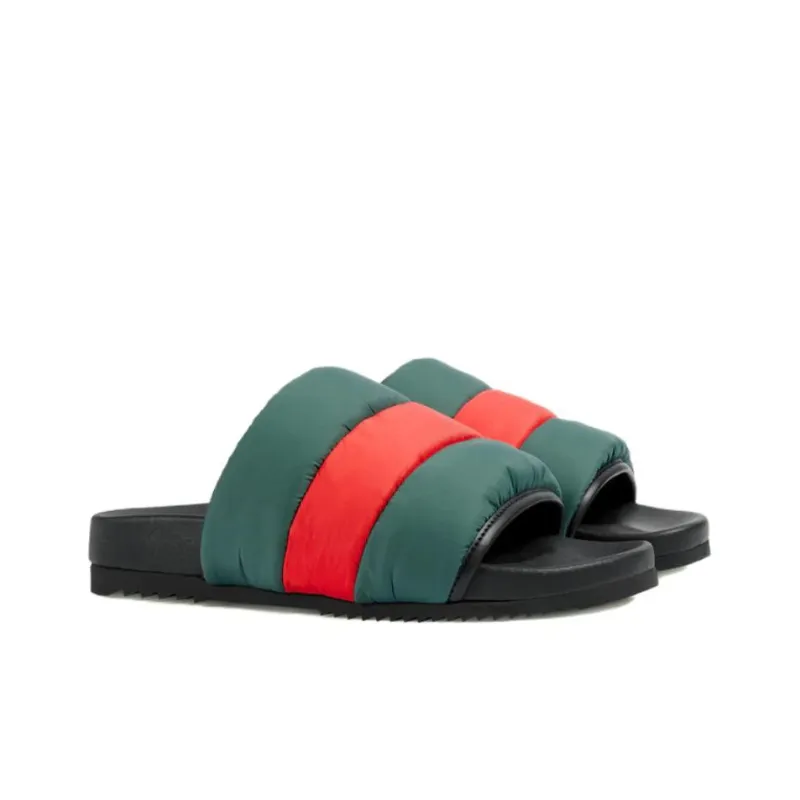 GUCCI Padded Web Slide Green Red Web Women's-2