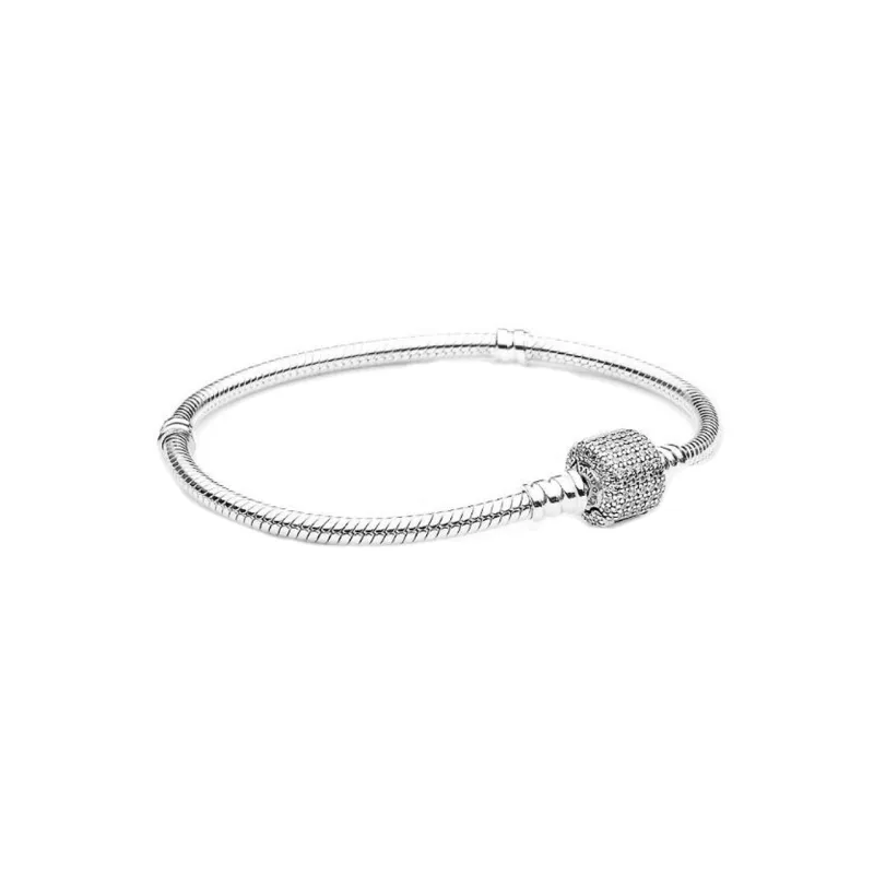 Pandora Moments Sparkling Pavé Clasp Snake Chain Bracelet Silver-2