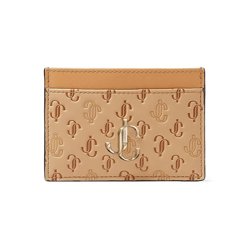 Jimmy Choo Leather Card Clip Card Holder Women's Brown-0