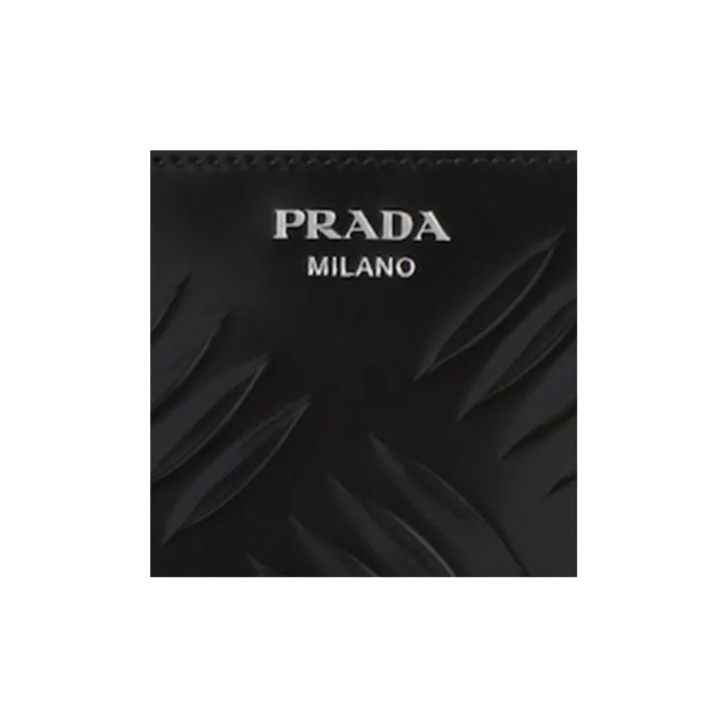 PRADA Brushed Leather Wallet Men's Black-4