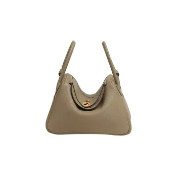HERMES Lindy Clemence Bullock Leather Handbag Shoulder Bag Women's Malafa Beige