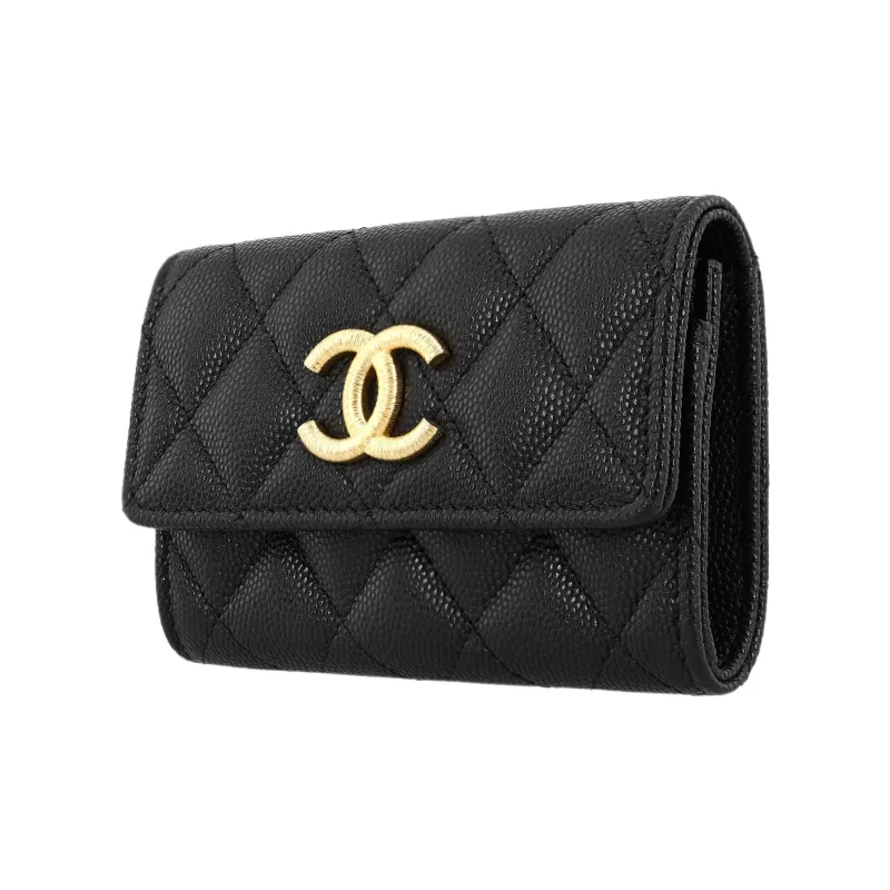 CHANEL Caviar Calfskin Card Holder Women's Black-1