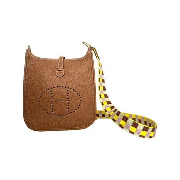 HERMES Evelyne Clemence Bullock Leather Shoulder Bag Crossbody Bag Mini Women's Brown