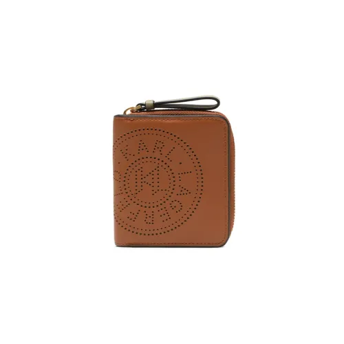 KARL LAGERFELD Cow Leather Wallet Small Size Women's Brown