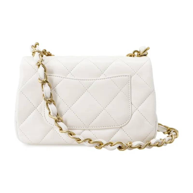 CHANEL Lambskin Flap Bag Shoulder Bag Crossbody Bag Mini Women's White-2