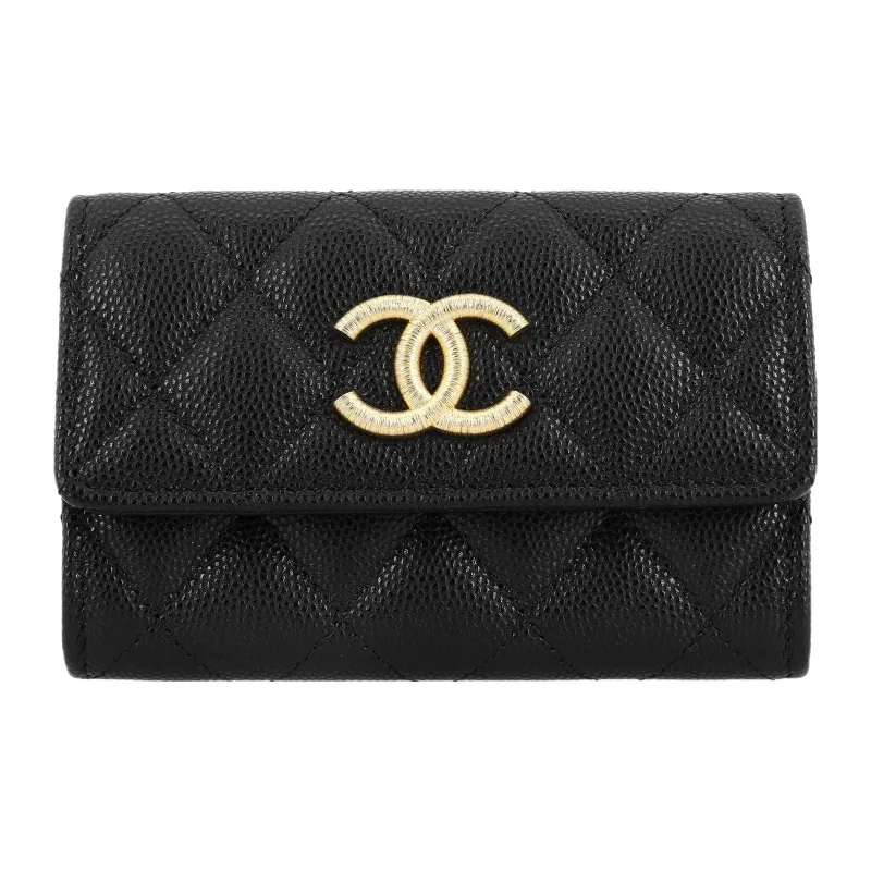 CHANEL Caviar Calfskin Card Holder Women's Black-0