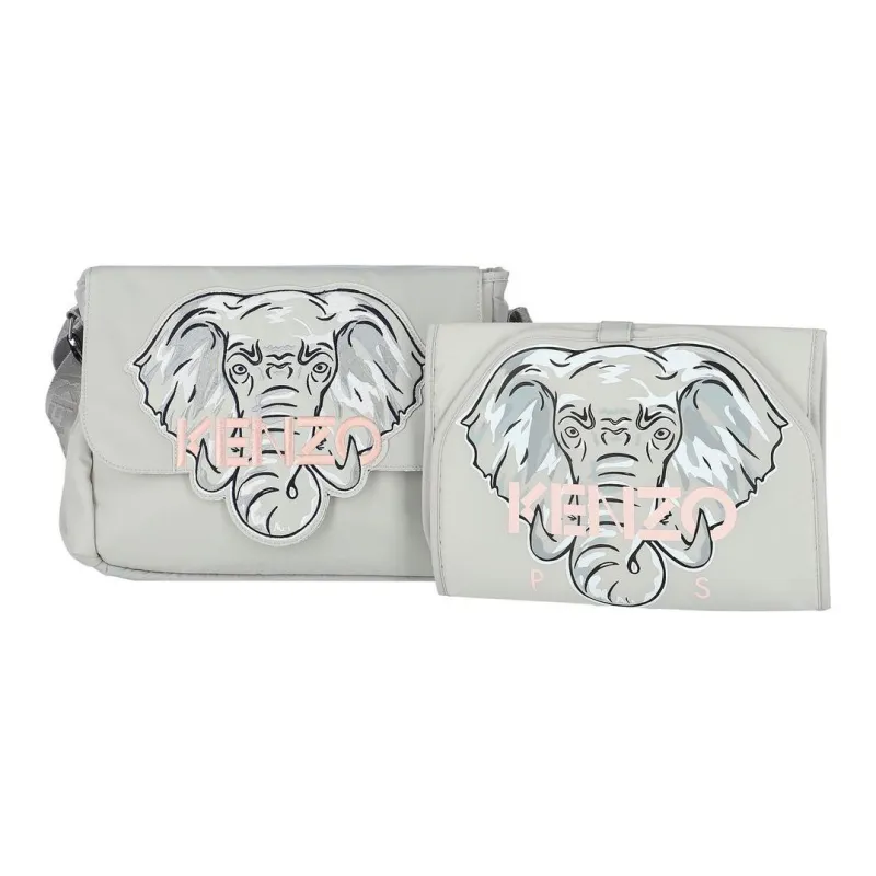 KENZO Polyamide Diaper Bag Baby Bag Crossbody Bag Shoulder Bag Women's Light Gray-4