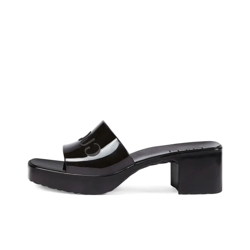 GUCCI 60mm Slide Sandal Black Rubber Women's-0
