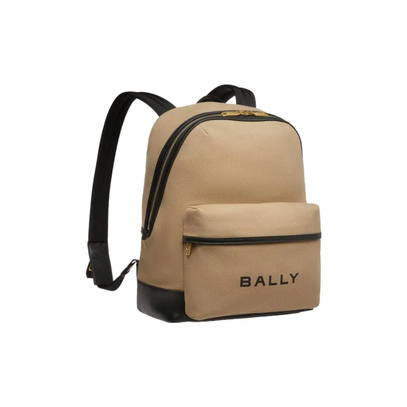 BALLY Fabric With Cow Leather Backpack Men's Beige-1
