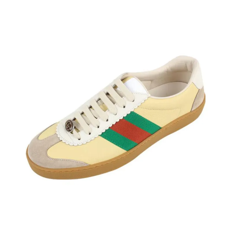 GUCCI G74 Web Low Top Stylish Skateboarding Shoes Men's Brown Green Shopping Bag-3