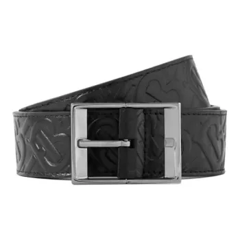 Burberry Embroidered With TB Letter Pattern Leather Belts Men's Black Width: 3.5cm
