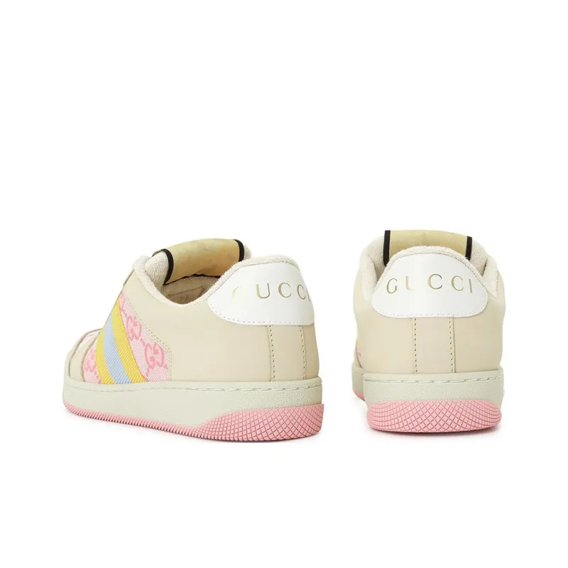 GUCCI Screener Distressed Shoes Stylish Skateboarding Shoes Women's Beige-4