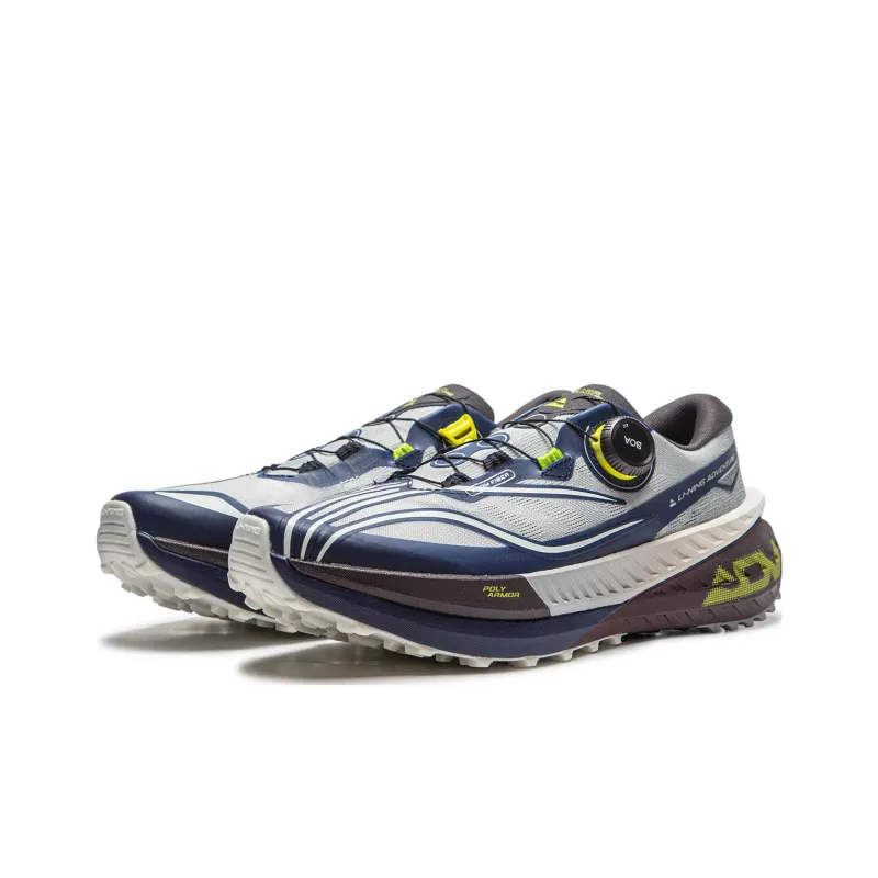 LiNing DLU PRO Cushioning Anti Slip And Wear Resistant Low Top Trail Running Shoes Men's Gray Blue-2