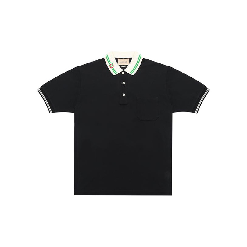 Gucci cotton polo with web and feline head fashion