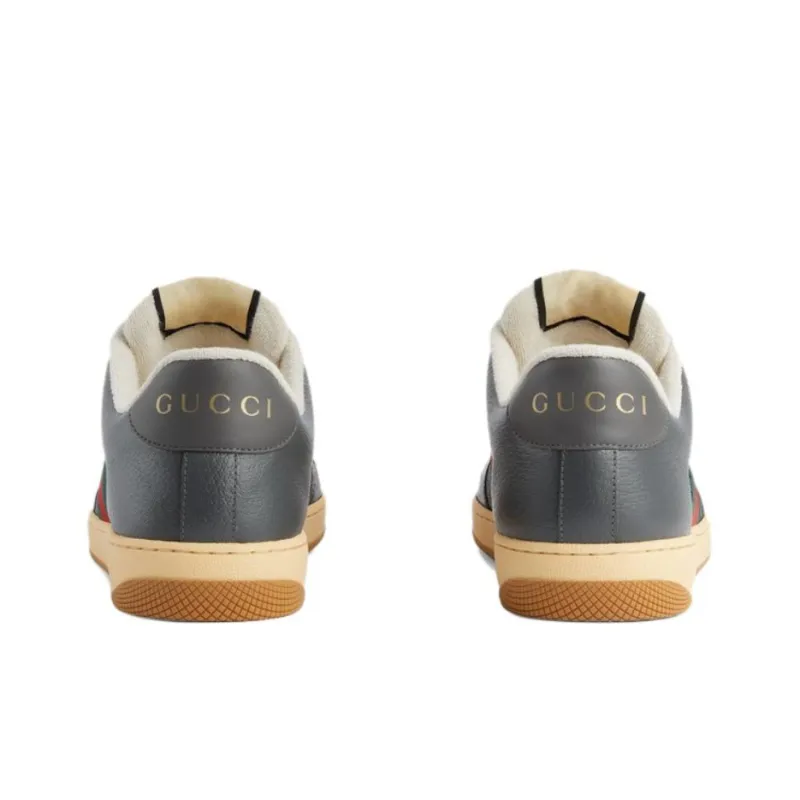 GUCCI Screener Distressed Shoes Stylish Skateboarding Shoes Men's Gray-3