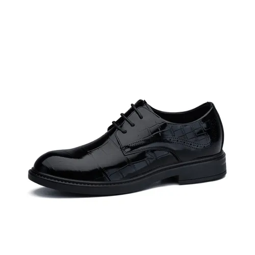 SULEGAO Dress Shoes Men Low-Top Black