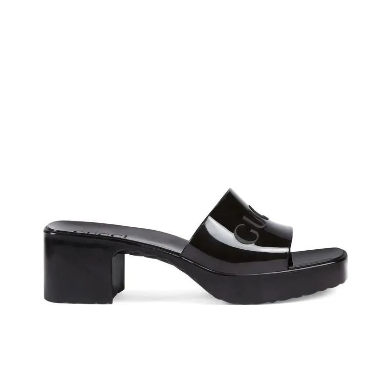 GUCCI 60mm Slide Sandal Black Rubber Women's-1