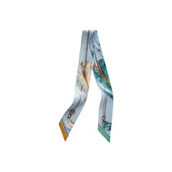 HERMES Silk Scarves Women's Sky Blue