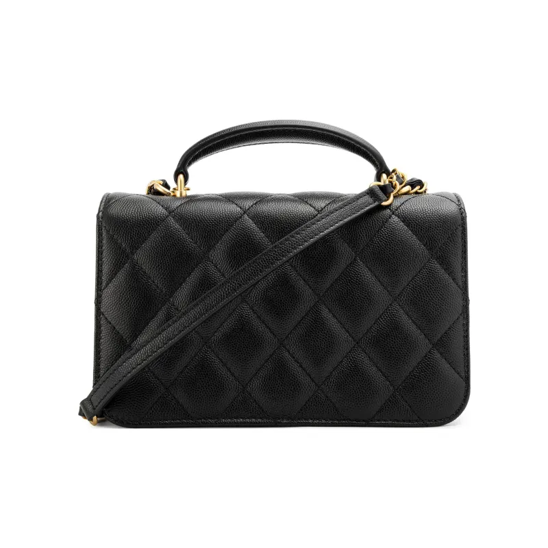 CHANEL Caviar Cow Leather Flap Bag, Shoulder Bag, Crossbody Bag, Handbag Mini Women's Black-2