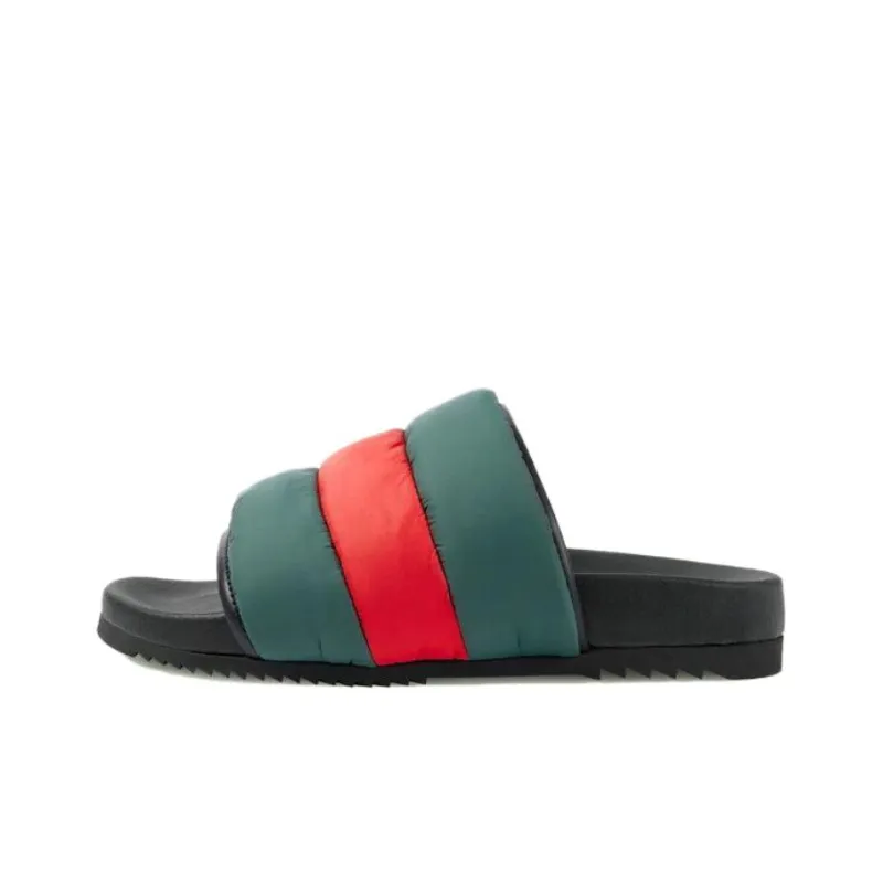 GUCCI Padded Web Slide Green Red Web Women's-0