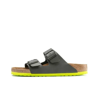 Birkenstock Slide Slippers Unisex Desert Soil Black Acid Lime