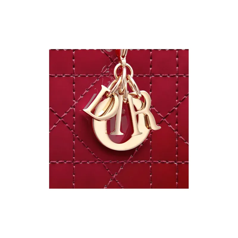 DIOR Lady Dior Calfskin Card Holder, Wallet Women's Cherry Red-2
