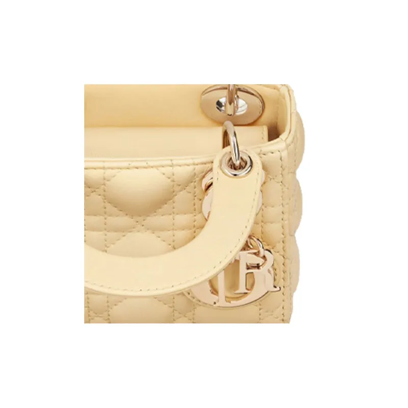 DIOR Lady Dior Sheepskin Dior Bag Shoulder Bag Crossbody Bag Handbag Extra Mini Women's Light Yellow-4