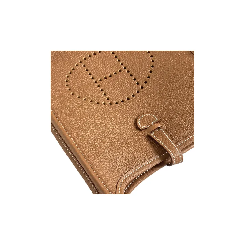 HERMES Evelyne Clemence Bullock Leather Shoulder Bag Crossbody Bag Mini Women's Brown-3