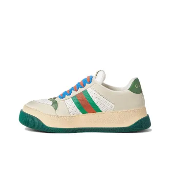 GUCCI Screener Pandy Dirty Shoes Low Top Stylish Skateboarding Shoes Women's Beige White Green Vintage Version