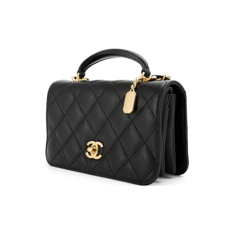 CHANEL Caviar Cow Leather Flap Bag, Shoulder Bag, Crossbody Bag, Handbag Mini Women's Black-1