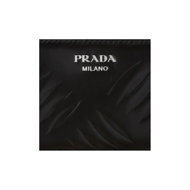 PRADA Brushed Leather Coin Purse Men's Black-4
