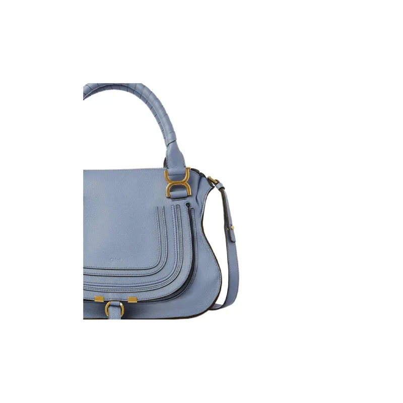 Chloe Marcie Grained Calfskin Shoulder Bag Crossbody Bag Handbag Women's Dark Blue-2
