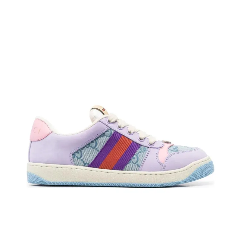 GUCCI Screener Distressed Shoes Stylish Skateboarding Shoes Women's Light Blue-1