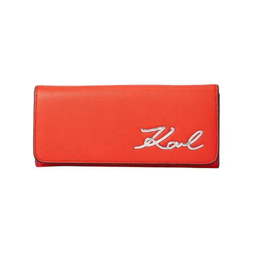 KARL LAGERFELD Cow Leather Wallet Women's Red