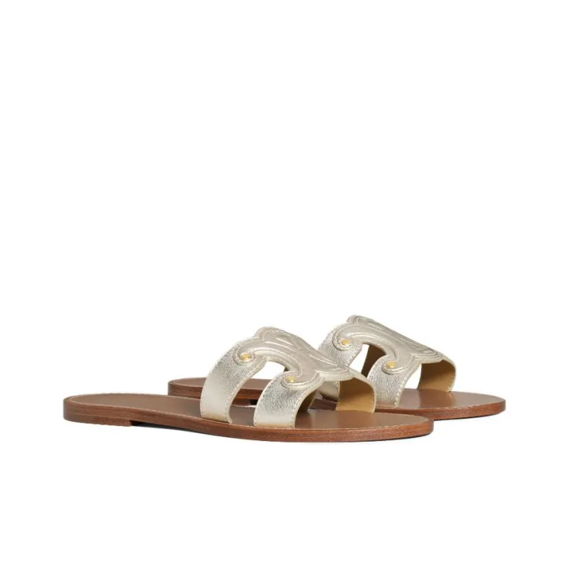 CELINE Triomphe Quick Dry Slide Slippers Women's Gold-2