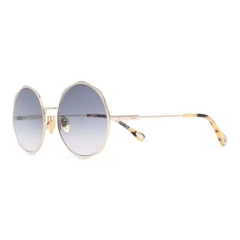 Chloe Metal Acetate Irregular Shape Sunglasses Women's Gold-0