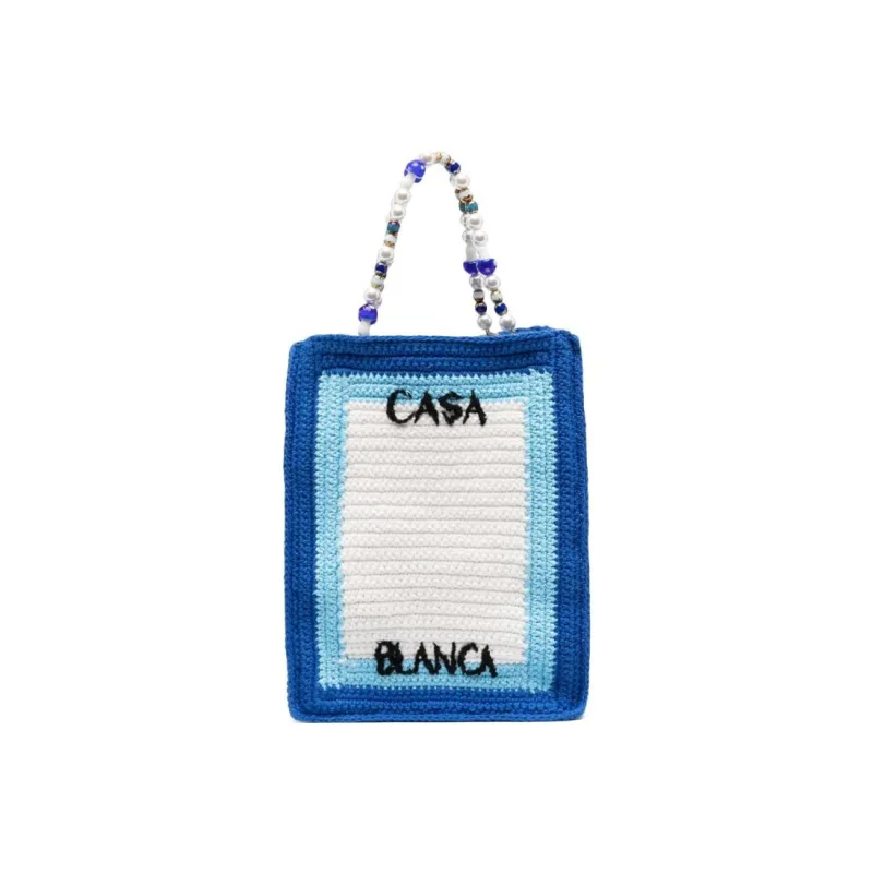CASABLANCA Tennis Club Crochet-knit Tote Bag-0